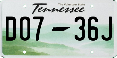 TN license plate D0736J