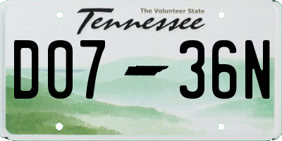 TN license plate D0736N