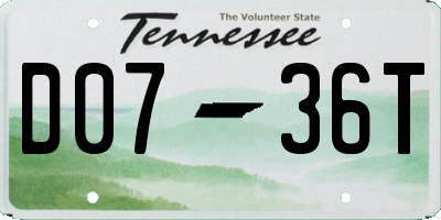 TN license plate D0736T