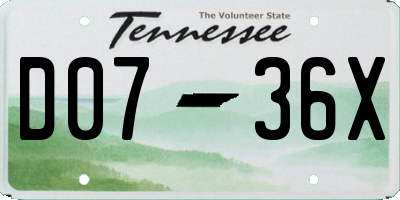 TN license plate D0736X