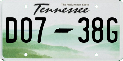 TN license plate D0738G