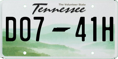 TN license plate D0741H
