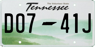 TN license plate D0741J