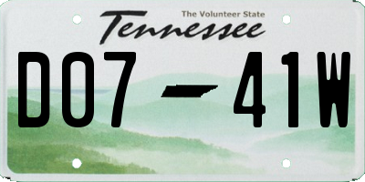 TN license plate D0741W