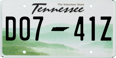 TN license plate D0741Z