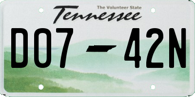 TN license plate D0742N