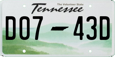 TN license plate D0743D