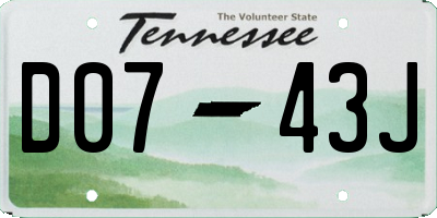 TN license plate D0743J