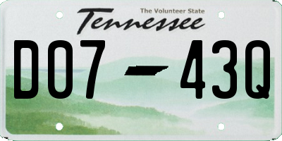 TN license plate D0743Q