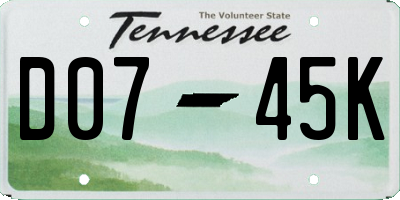 TN license plate D0745K