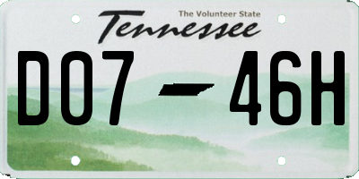 TN license plate D0746H