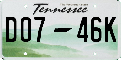 TN license plate D0746K
