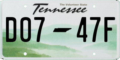 TN license plate D0747F