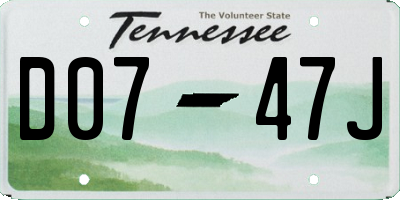 TN license plate D0747J