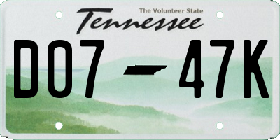 TN license plate D0747K