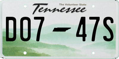 TN license plate D0747S