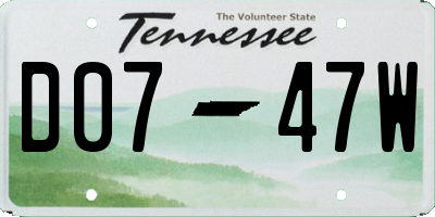 TN license plate D0747W