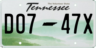 TN license plate D0747X