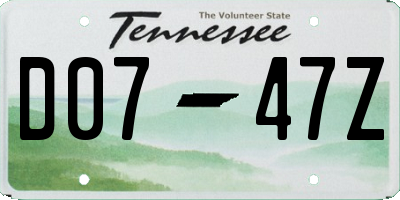 TN license plate D0747Z