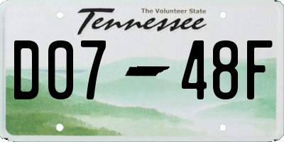 TN license plate D0748F