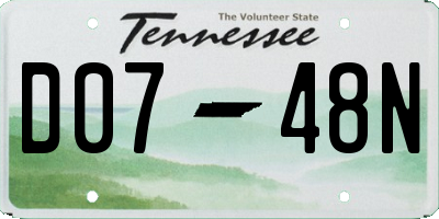 TN license plate D0748N