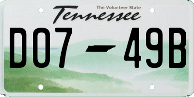 TN license plate D0749B