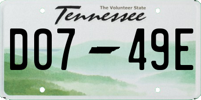 TN license plate D0749E