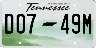 TN license plate D0749M