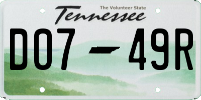 TN license plate D0749R