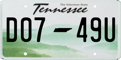TN license plate D0749U