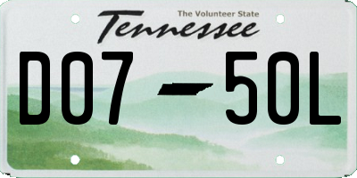 TN license plate D0750L