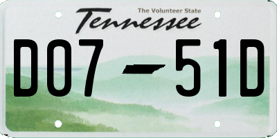 TN license plate D0751D