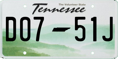 TN license plate D0751J