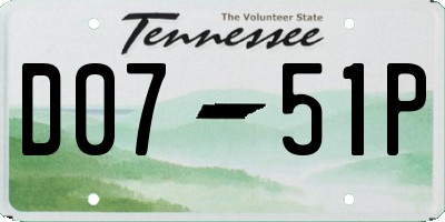 TN license plate D0751P