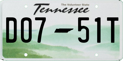 TN license plate D0751T