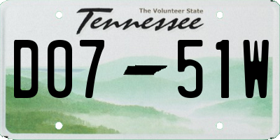 TN license plate D0751W