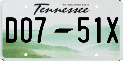 TN license plate D0751X