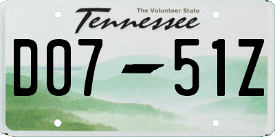 TN license plate D0751Z