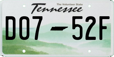 TN license plate D0752F