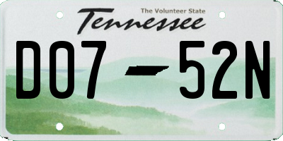 TN license plate D0752N
