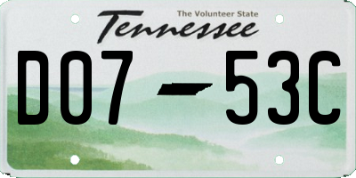 TN license plate D0753C