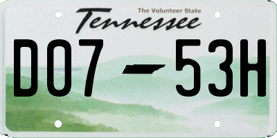 TN license plate D0753H