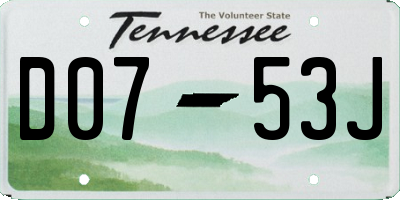 TN license plate D0753J