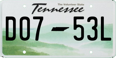 TN license plate D0753L