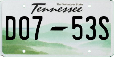 TN license plate D0753S