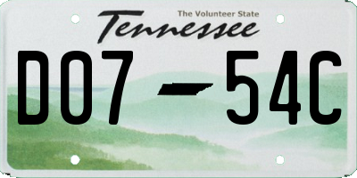TN license plate D0754C
