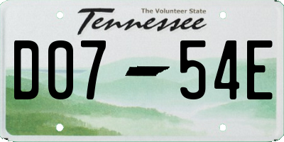 TN license plate D0754E