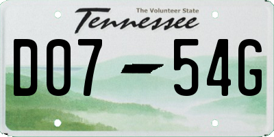 TN license plate D0754G