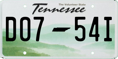 TN license plate D0754I