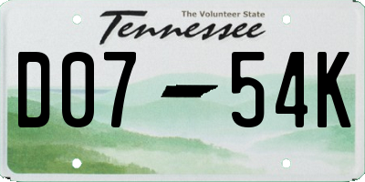 TN license plate D0754K